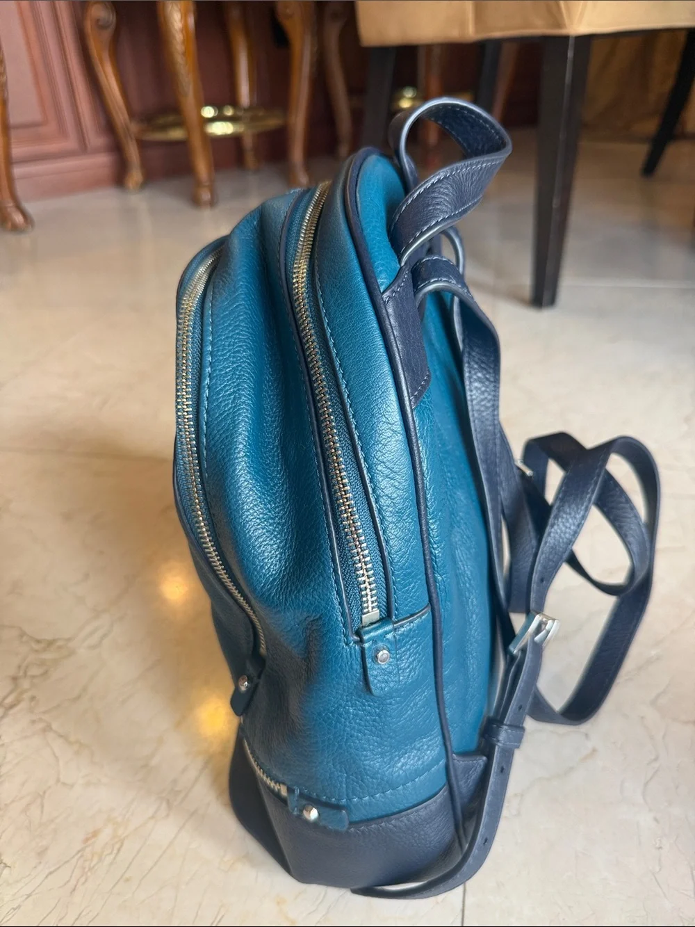 Michael Kors Teal and Navy Pebbled Leather Backpack NEVER WORN BRAND NEW